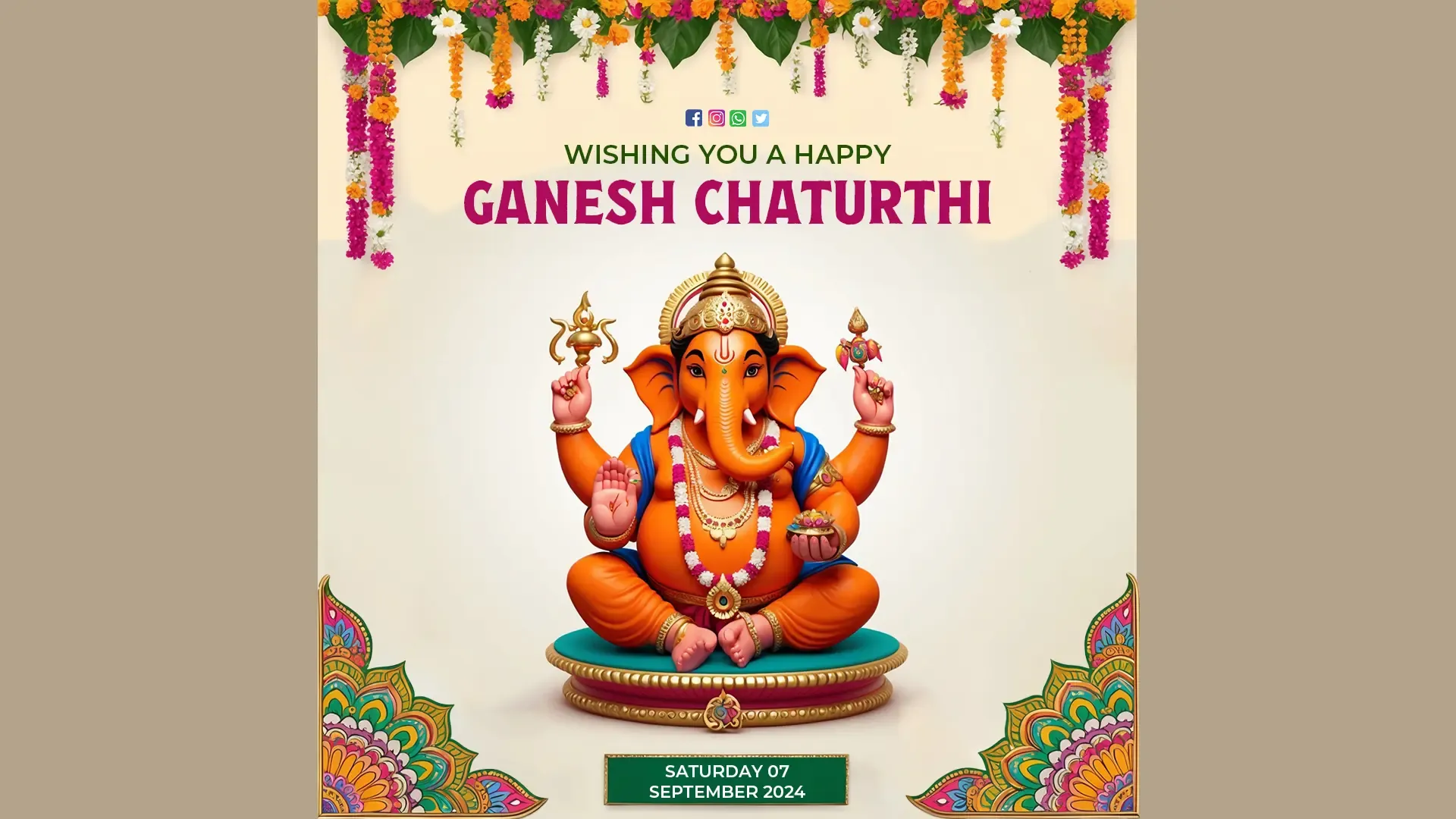 Creative Ganesh Chaturthi Post for Instagram Featuring Colorful and Devotional Theme